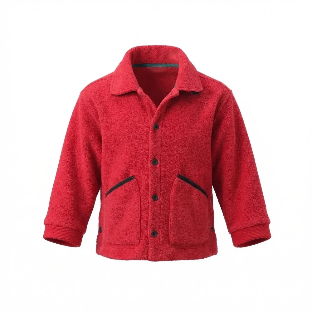 Gymboree Shirt Jacket Kids Medium Red Fleece Button Front Collared Pockets‎